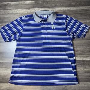 Los Angeles Dodgers Polo Shirt Men’s 2XL MLB Genuine Merchandise Blue Striped